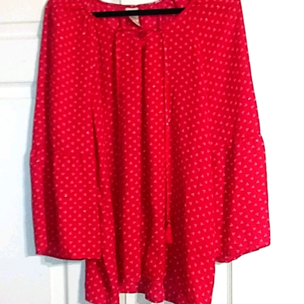 A blouse with white hearts perfect for Valentine's